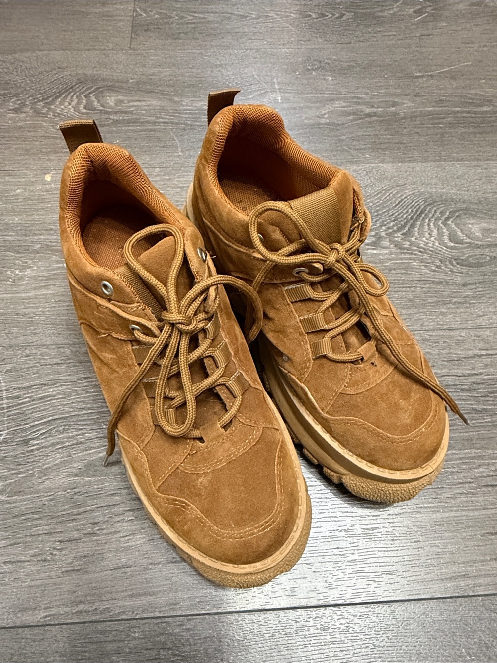 Topshop Suede Casual Sneakers in Brown